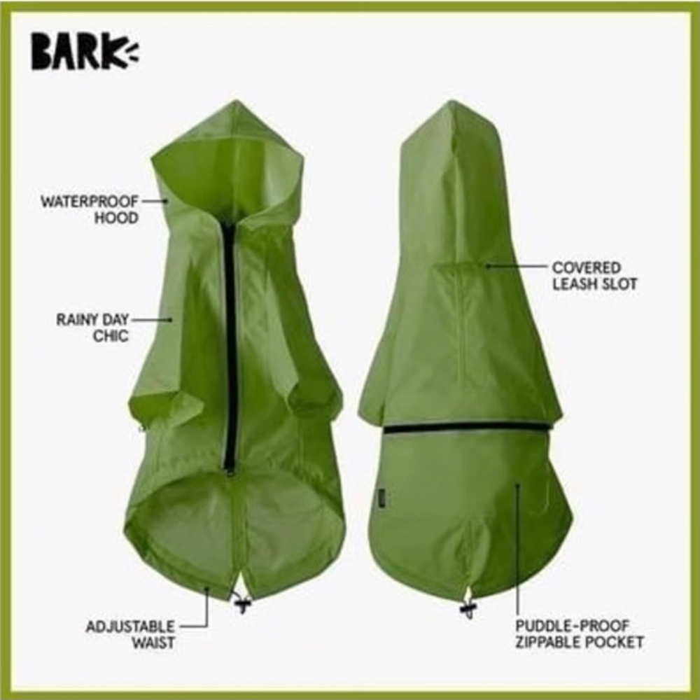 NEW Bark Home: The Dry Dog Raincoat Size M/L NWT